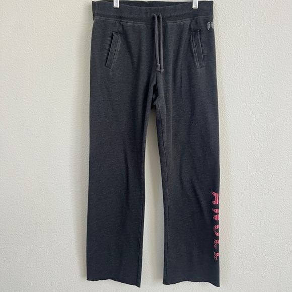 Victorias Secret PINK Wide Leg
Sweatpants Y2K Angel Sz S GRAY Lounge raw hem - Picture 1 of 9